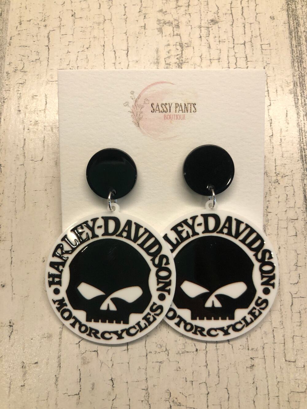Harley Davidson Skull Earrings NEW